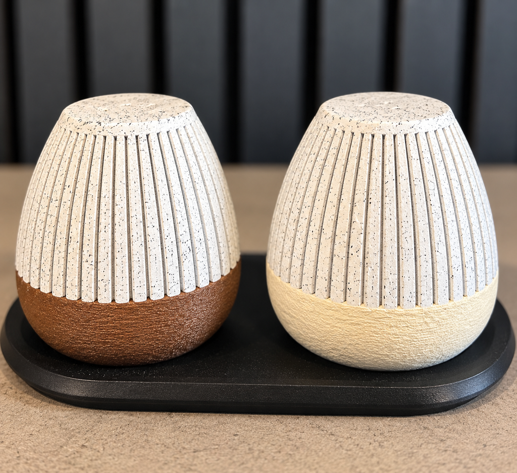 Modern Ridded Salt & Pepper Shaker Set