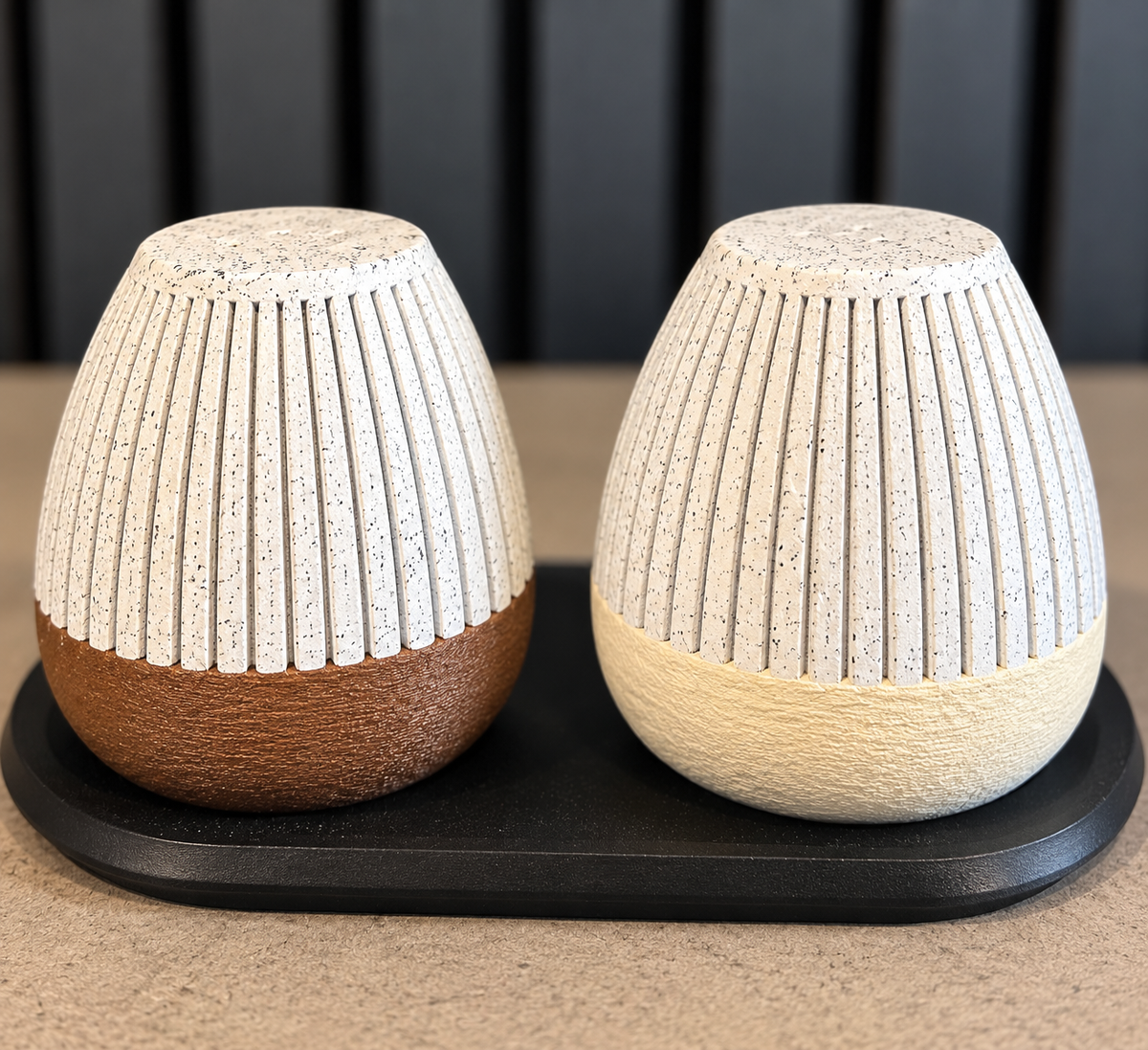 Modern Ridded Salt & Pepper Shaker Set
