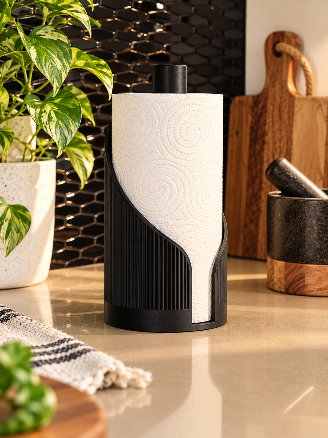 Modern Ridded Paper Towel Holder