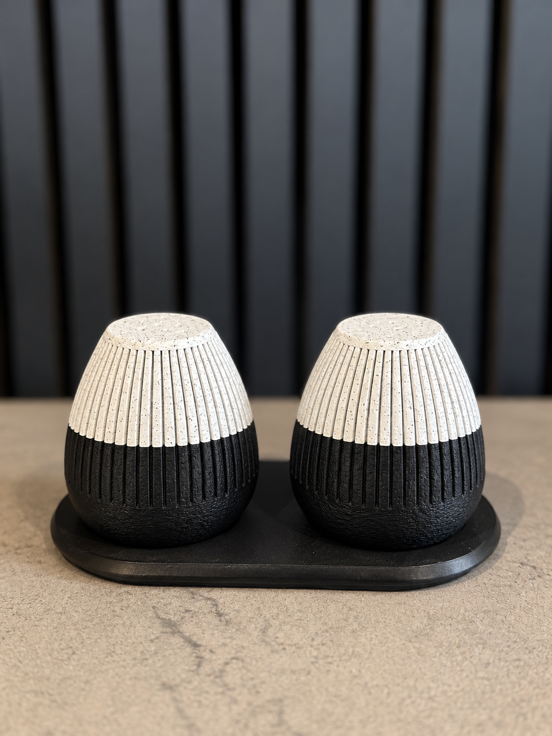Modern Ridded Salt & Pepper Shaker Set